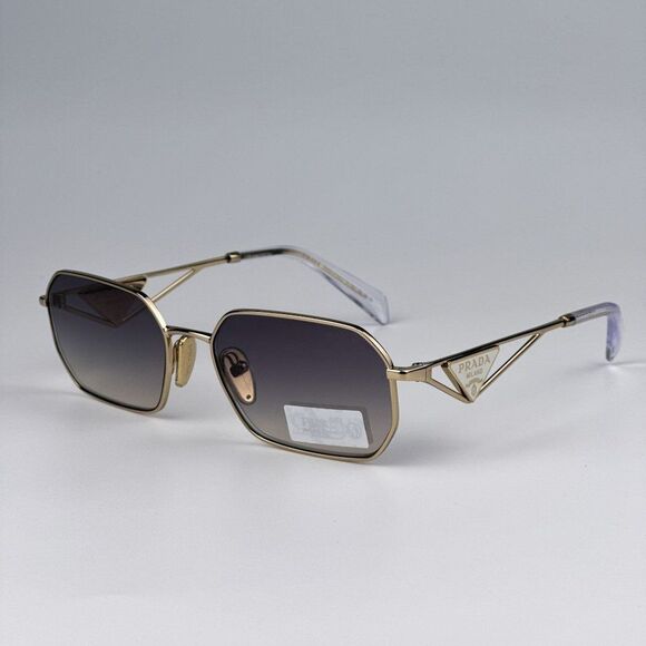 NEW Prada PRA51S ZVN30C Pale Gold Gradient Blue Mirror Geometric Sunglasses main image 11